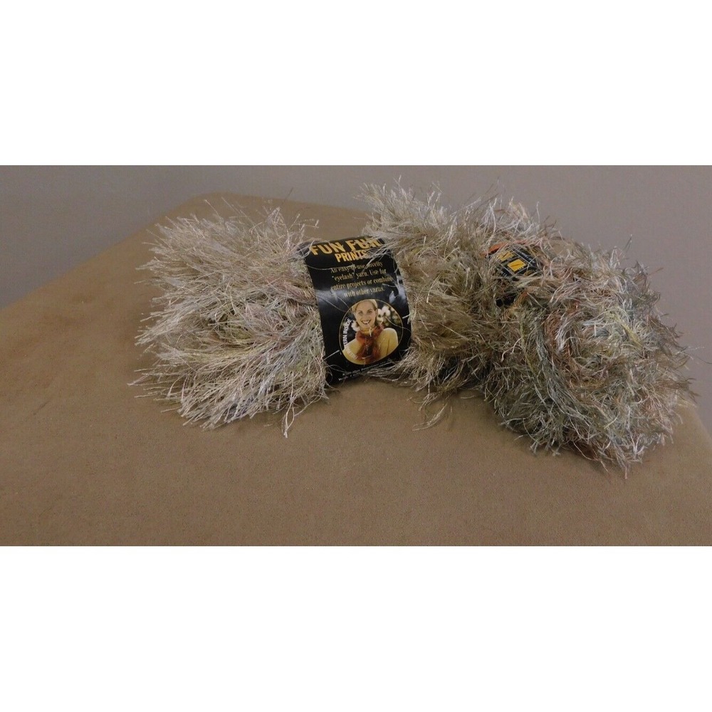 Lion Brand Fun Fur  Prints Yarn  Sandstone 2 Skeins  #340